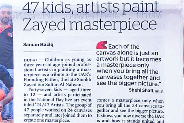 47 kids, artists paint Zayed masterpiece