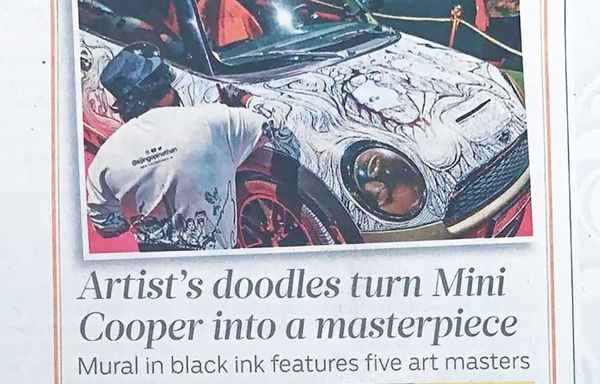 Artist's Doodle turn Mini Cooper into Masterpiece.