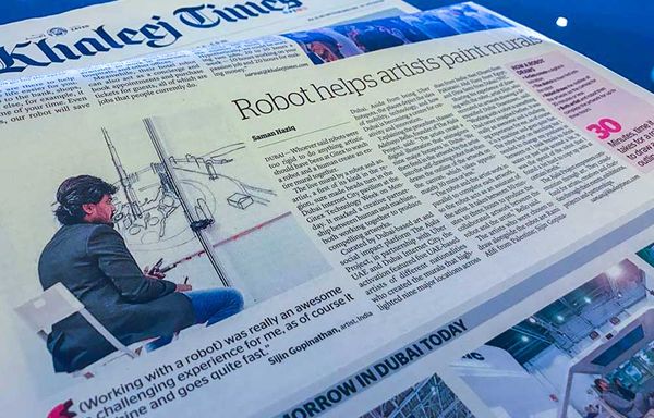 Live Art with robot at Gitex Technology week, Khaleej times