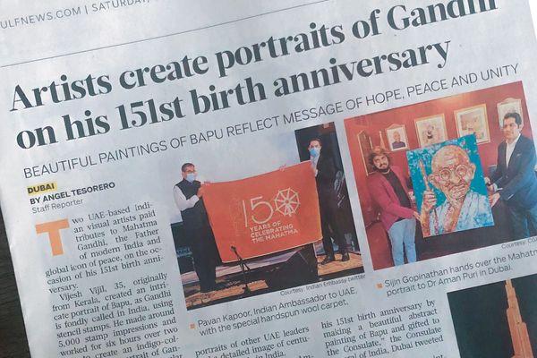 UAE-based Indian artists create endearing portraits of Mahatma Gandhi to celebrate his 151st birth anniversary