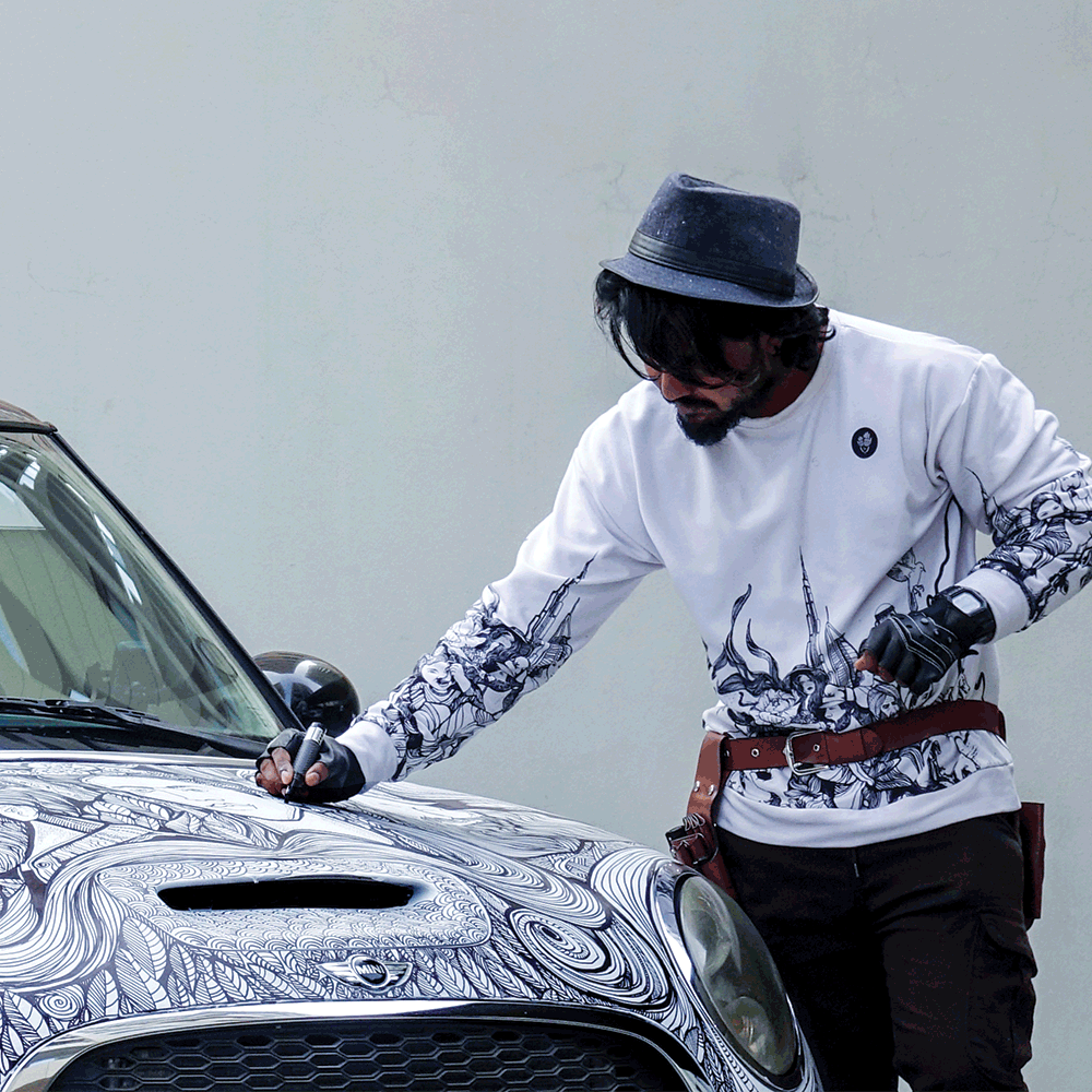 Doodle on a Mini Cooper - World Art Dubai 2021